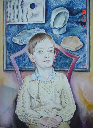 Портрет с синим натюрмортом