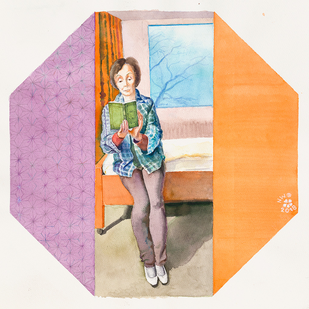 2018, Watercolor over pencil on paper, 50 x 50 cm, „Not Selfie“, Nina Werzhbinskaja-Rabinowich