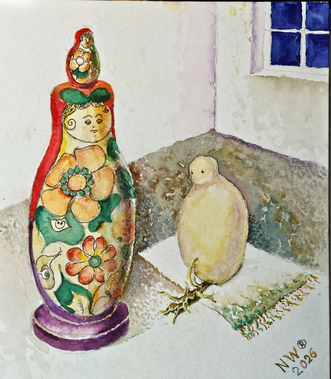 „Fruchtbarkeit“. Aquarell, 60x60 cm, 2026, Malerin Nina Werzhbinskaja-Rabinowich „Fruchtbarkeit“. Aquarell, 60x60 cm, 2026, Malerin Nina Werzhbinskaja-Rabinowich